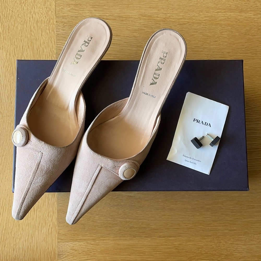 *GUC* Prada Camoscio Pesco Suede slides (size 6)